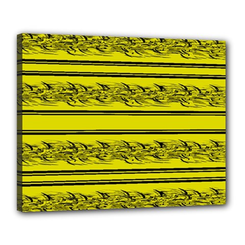 Yellow Barbwire Canvas 20  X 16  by Valentinaart