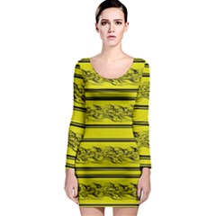 Yellow Barbwire Long Sleeve Bodycon Dress