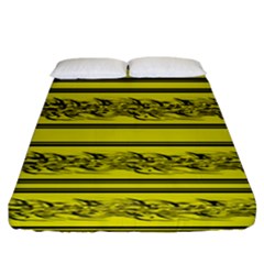 Yellow Barbwire Fitted Sheet (california King Size) by Valentinaart