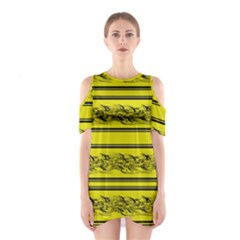 Yellow Barbwire Cutout Shoulder Dress