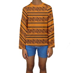 Orange Barbwire Pattern Kids  Long Sleeve Swimwear