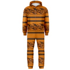 Orange Barbwire Pattern Hooded Jumpsuit (men) 