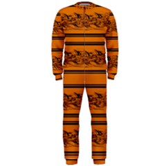 Orange Barbwire Pattern Onepiece Jumpsuit (men) 