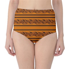 Orange Barbwire Pattern High-waist Bikini Bottoms