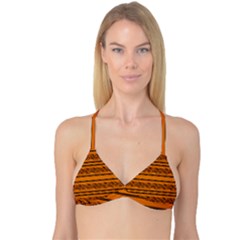 Orange Barbwire Pattern Reversible Tri Bikini Top by Valentinaart