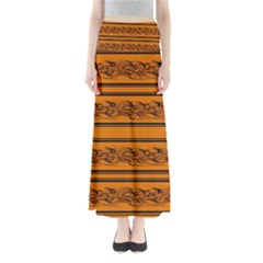 Orange Barbwire Pattern Maxi Skirts