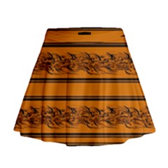 Orange Barbwire Pattern Mini Flare Skirt