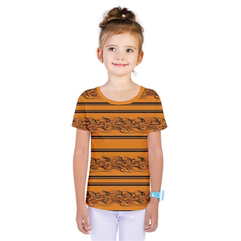 Orange Barbwire Pattern Kids  One Piece Tee by Valentinaart