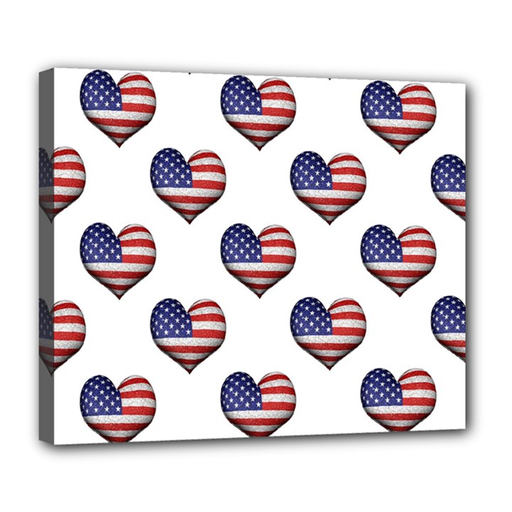 Usa Grunge Heart Shaped Flag Pattern Deluxe Canvas 24  x 20  