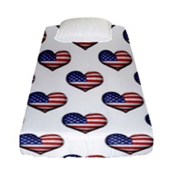 Usa Grunge Heart Shaped Flag Pattern Fitted Sheet (single Size)