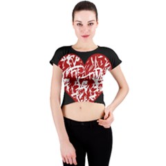 Valentine s Day Design Crew Neck Crop Top