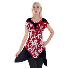 Valentine s Day Design Short Sleeve Side Drop Tunic