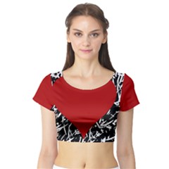 Red Valentine Short Sleeve Crop Top (tight Fit)