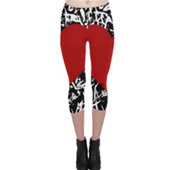 Red Valentine Capri Leggings  by Valentinaart