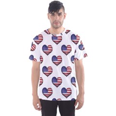 Usa Grunge Heart Shaped Flag Pattern Men s Sport Mesh Tee