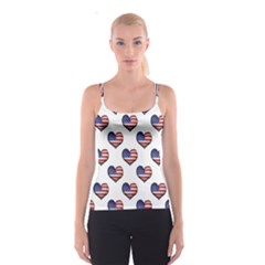 Usa Grunge Heart Shaped Flag Pattern Spaghetti Strap Top