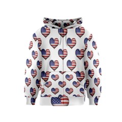 Usa Grunge Heart Shaped Flag Pattern Kids  Zipper Hoodie