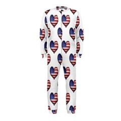 Usa Grunge Heart Shaped Flag Pattern Onepiece Jumpsuit (kids)