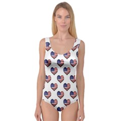 Usa Grunge Heart Shaped Flag Pattern Princess Tank Leotard 