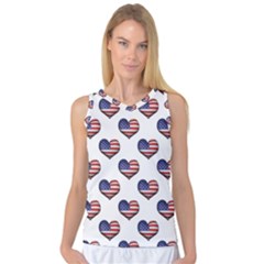 Usa Grunge Heart Shaped Flag Pattern Women s Basketball Tank Top