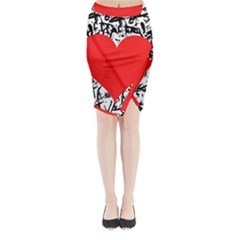 Red Valentine 2 Midi Wrap Pencil Skirt