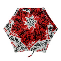 Red Hart - Graffiti Style Mini Folding Umbrellas by Valentinaart