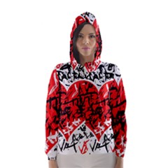 Red Hart - Graffiti Style Hooded Wind Breaker (women) by Valentinaart