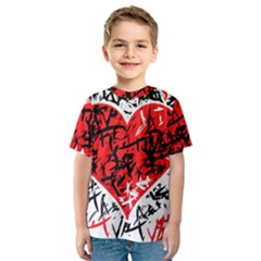 Red Hart - Graffiti Style Kids  Sport Mesh Tee