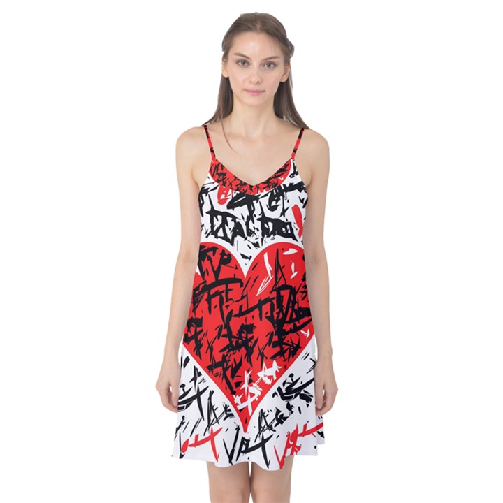 Red hart - graffiti style Camis Nightgown