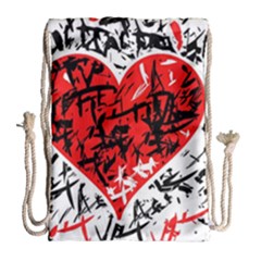 Red Hart - Graffiti Style Drawstring Bag (large) by Valentinaart