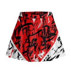 Red Hart - Graffiti Style Mini Flare Skirt