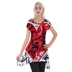 Red Hart - Graffiti Style Short Sleeve Side Drop Tunic