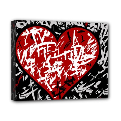 Red Graffiti Style Hart  Canvas 10  X 8 