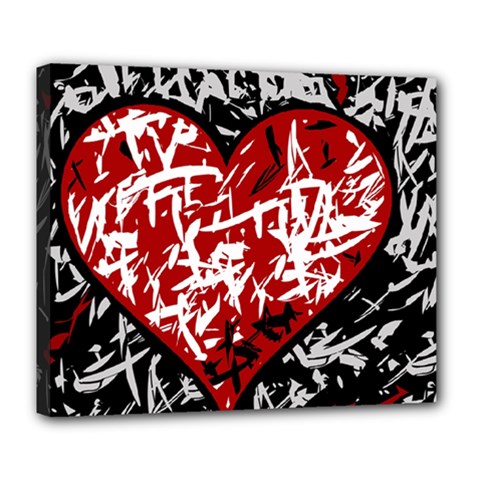 Red Graffiti Style Hart  Deluxe Canvas 24  X 20   by Valentinaart