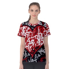 Red Graffiti Style Hart  Women s Cotton Tee