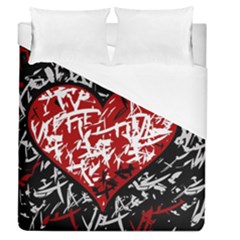 Red Graffiti Style Hart  Duvet Cover (queen Size)