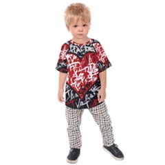 Red Graffiti Style Hart  Kids  Raglan Tee