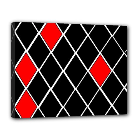 Elegant Black And White Red Diamonds Pattern Canvas 14  X 11 