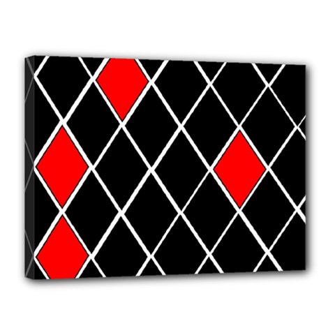 Elegant Black And White Red Diamonds Pattern Canvas 16  X 12 