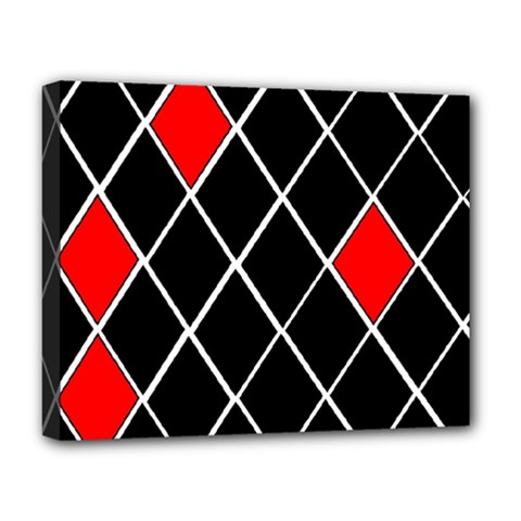 Elegant Black And White Red Diamonds Pattern Deluxe Canvas 20  X 16  