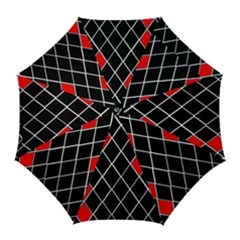 Elegant Black And White Red Diamonds Pattern Golf Umbrellas by yoursparklingshop