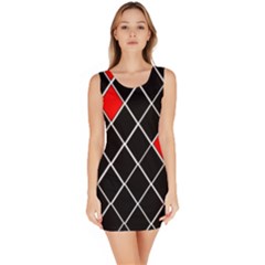 Elegant Black And White Red Diamonds Pattern Sleeveless Bodycon Dress by yoursparklingshop