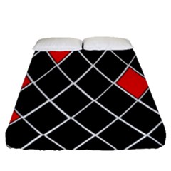 Elegant Black And White Red Diamonds Pattern Fitted Sheet (queen Size)