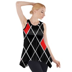 Elegant Black And White Red Diamonds Pattern Side Drop Tank Tunic