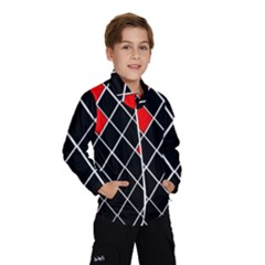 Elegant Black And White Red Diamonds Pattern Wind Breaker (kids)