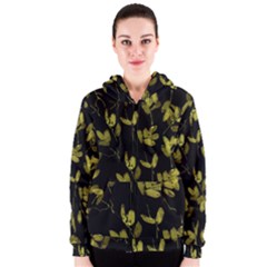 Dark Floral Print Women s Zipper Hoodie