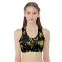 Dark Floral Print Sports Bra with Border View1