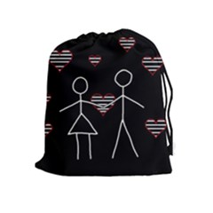 Couple In Love Drawstring Pouches (extra Large) by Valentinaart