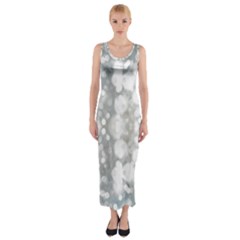 Light Circles, Watercolor Art Painting Fitted Maxi Dress