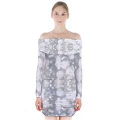 Light Circles, Watercolor Art Painting Long Sleeve Off Shoulder Dress